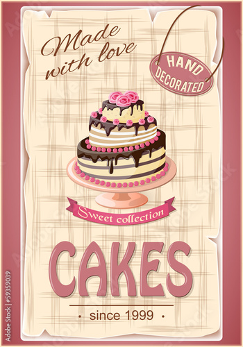 banner with  cake on the vintage