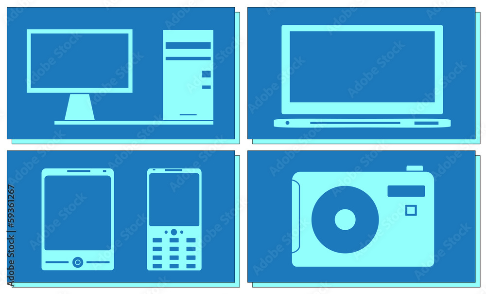 set computer, tv, photo and smartphone objects set computer, tv, photo and smartphone objects