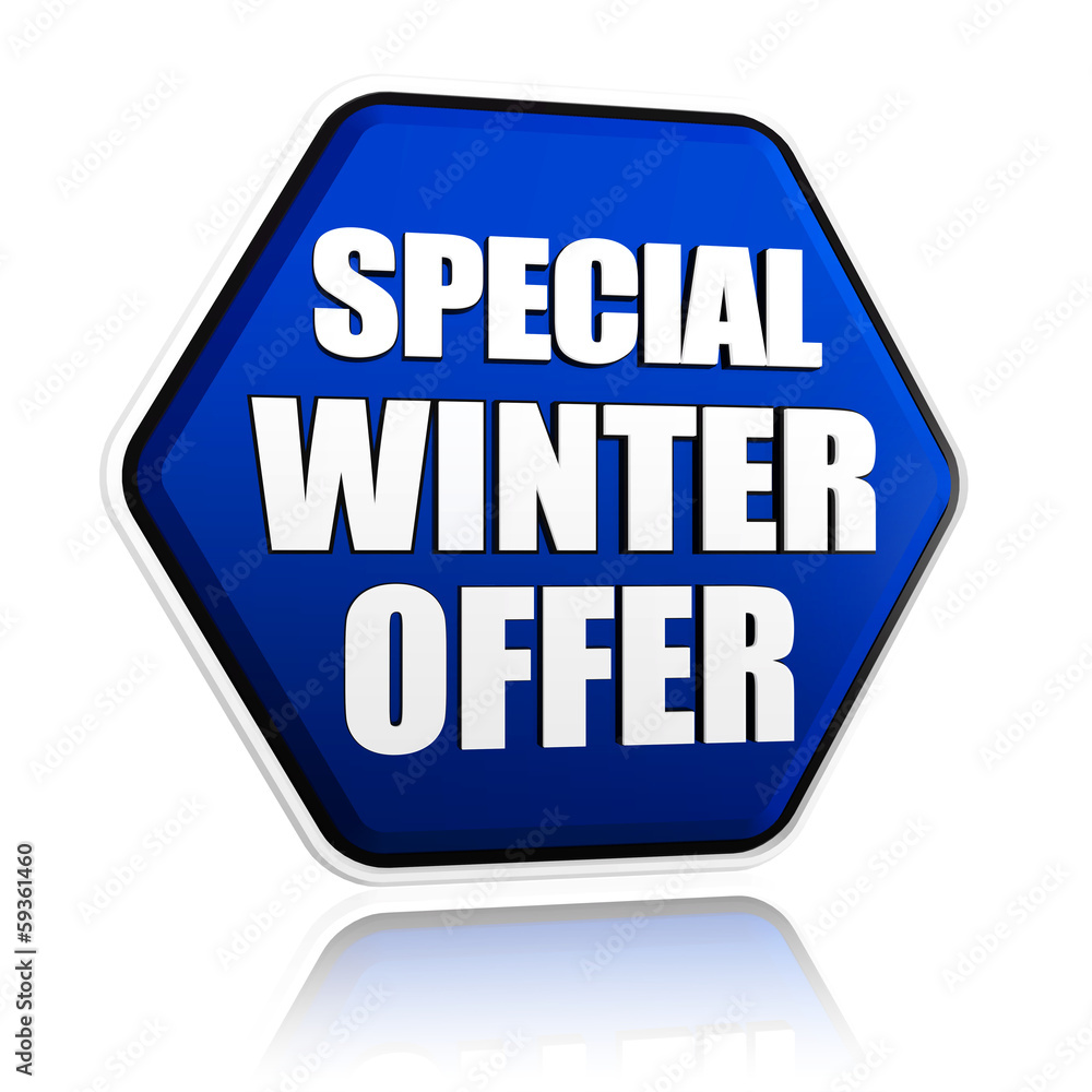 special winter offer in 3d blue hexagon banner special winter offer in 3d blue hexagon banner