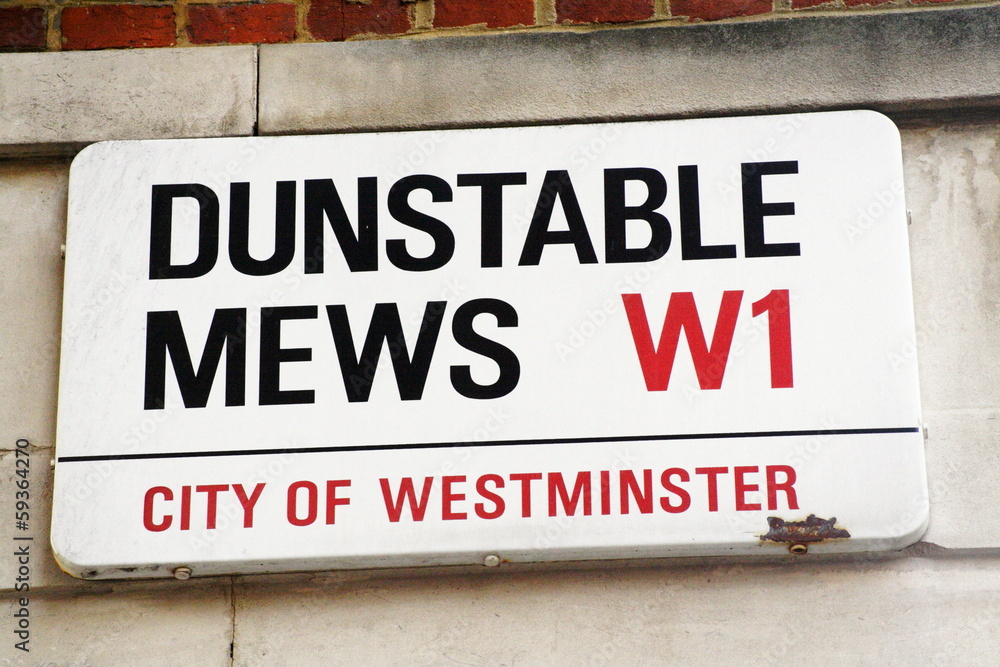 Dunstable Mews street sign W1 a famous London Address Dunstable Mews street sign W1 a famous London Address