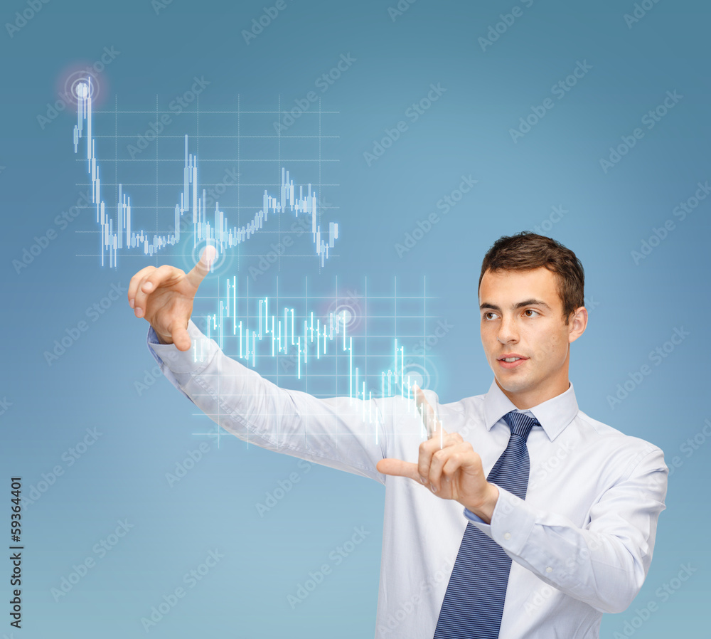 man working with forex chart on virtual screen man working with forex chart on virtual screen