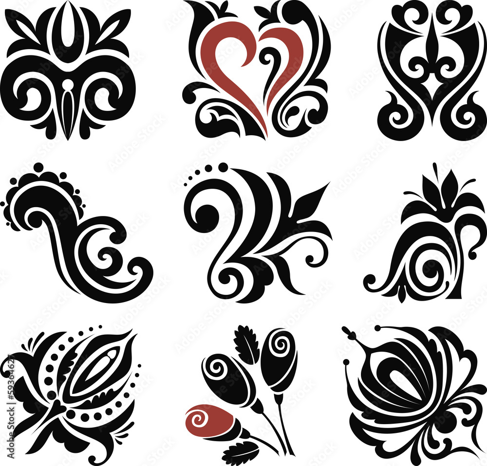 Set of plant design elements Set of plant design elements