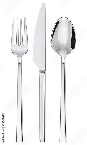 Fork, spoon and knife isolated on white. Vector illustration