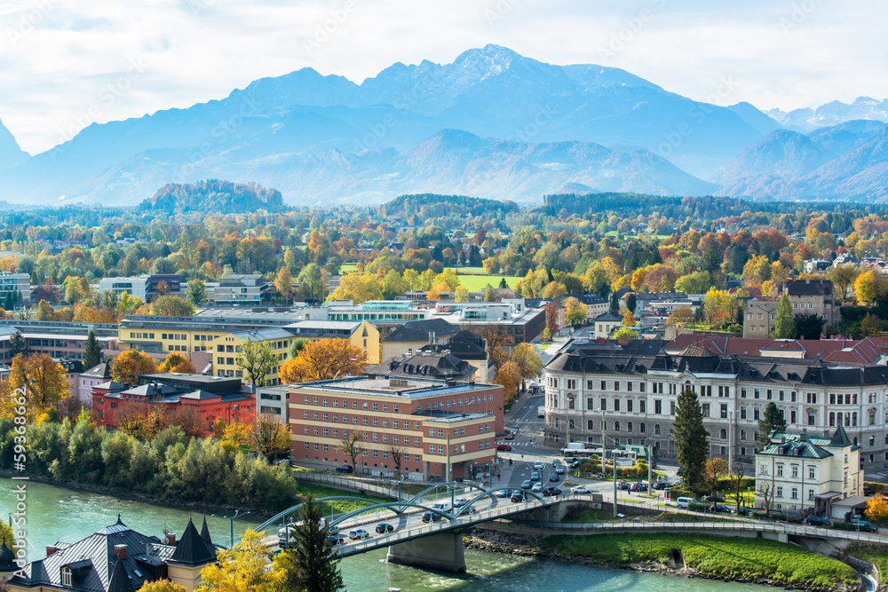 Panoramic view of the historic city of Salzburg