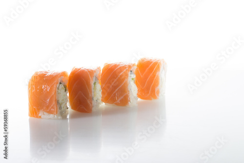 Salmon and tuna sushi nigiri