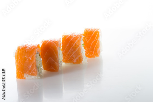 Salmon and tuna sushi nigiri