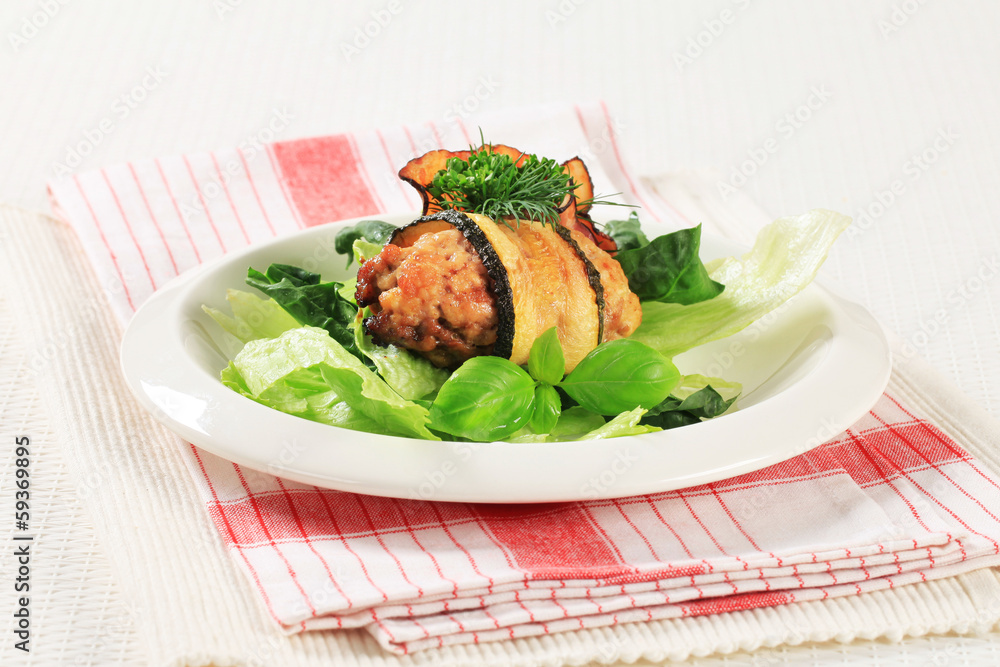 Courgette wrapped meatball Courgette wrapped meatball