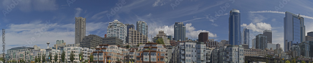 Seattle Skyline Panoramic From The Waterfront