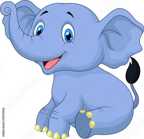Cute cartoon elephant sitting
