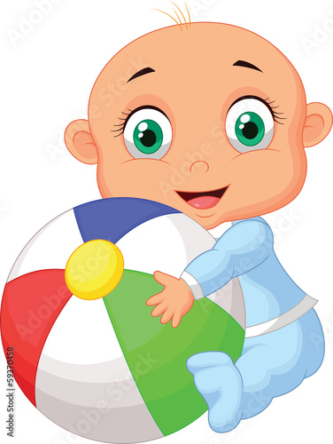 Baby boy holding colorful ball