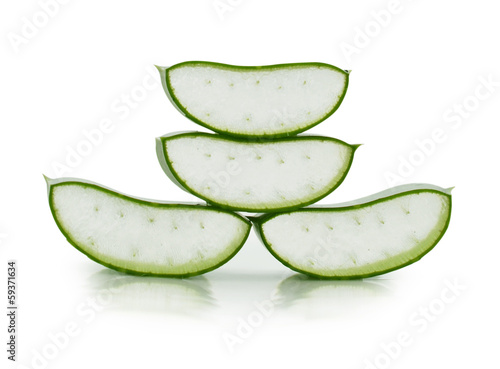 aloe vera fresh leaf. isolated over white