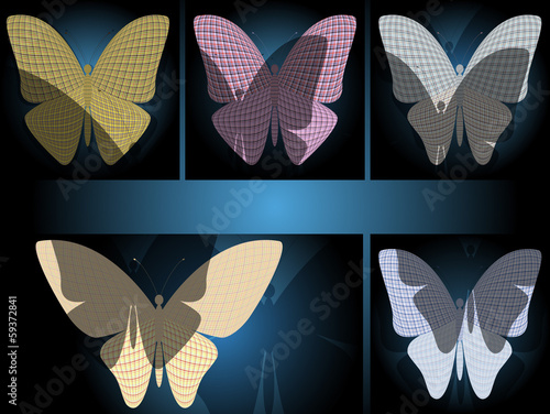 set of butterflies