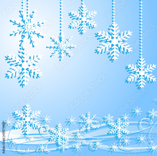 festive christmas background with snowflakes © Galina