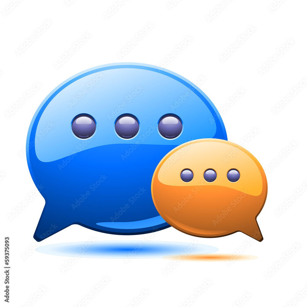 illustration of two coloured communication bubles illustration of two coloured communication bubles