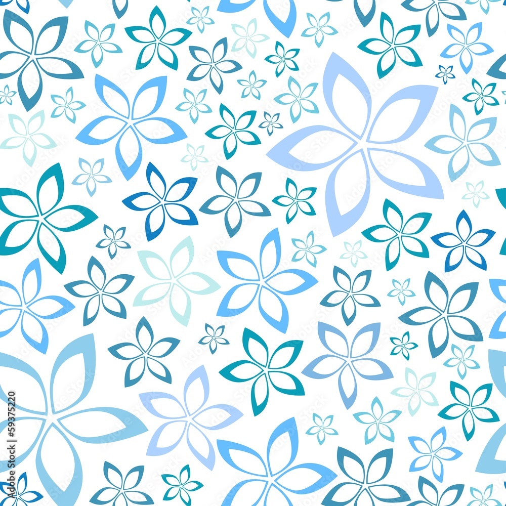 simple blue floral seamless pattern, vector illustration