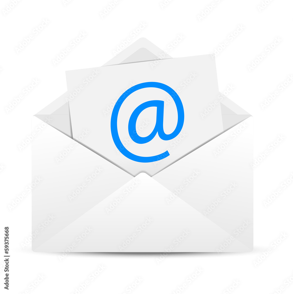 Envelope with a paper sheet, concept of e-mail Envelope with a paper sheet, concept of e-mail