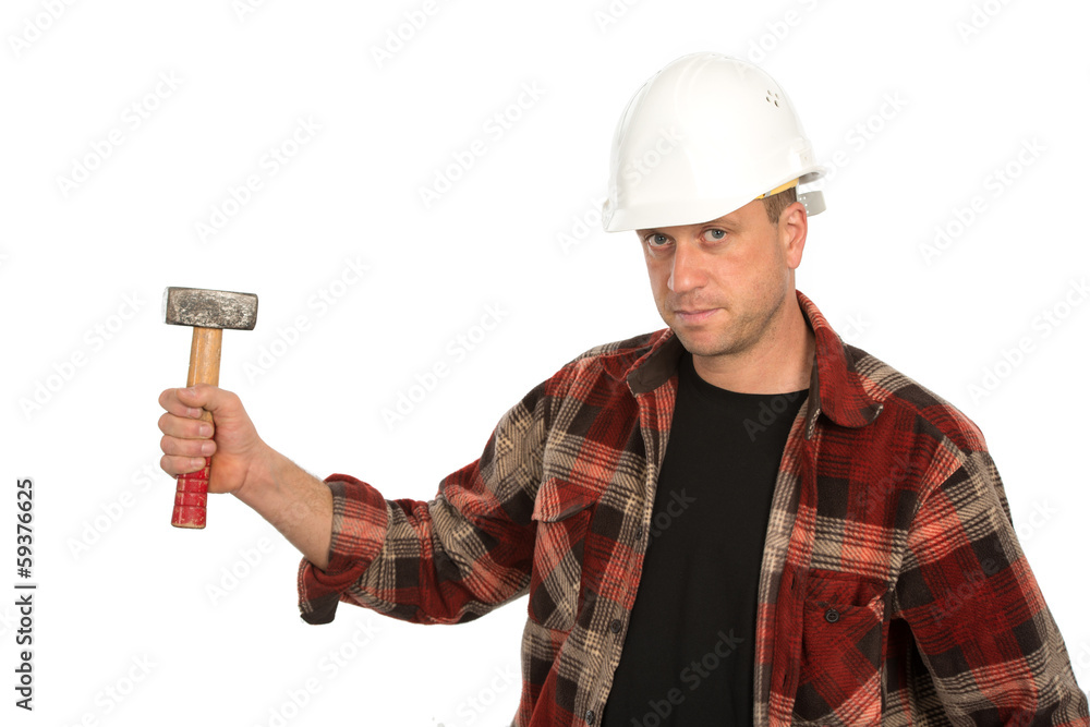 builder with hammer