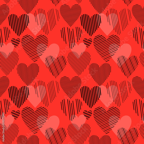 Black striped hearts on red...