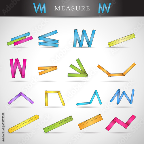 Measure Icons Set - Isolated On Gray Background