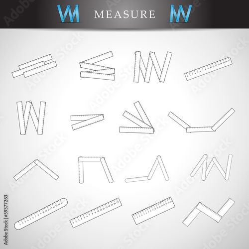 Measure Icons Set - Isolated On Gray Background