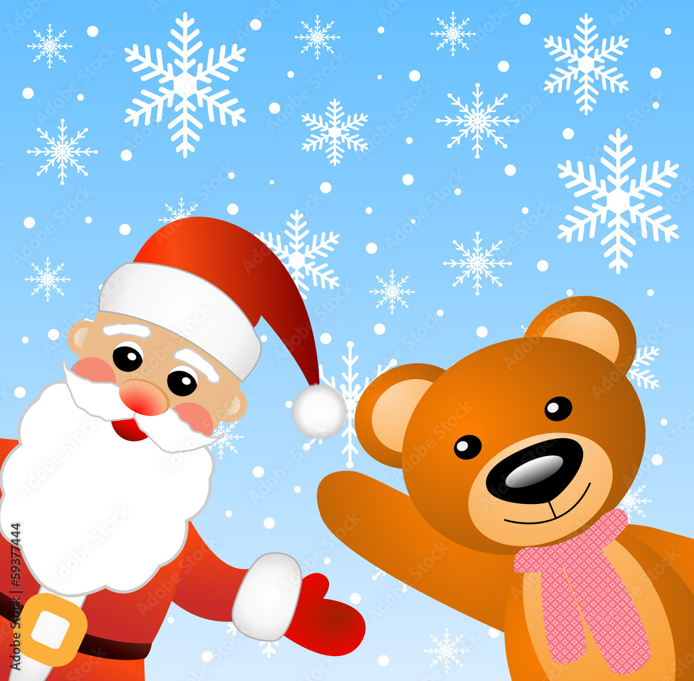 Santa claus and little bear Santa claus and little bear