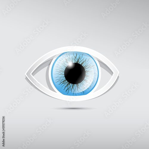 Abstract vector paper blue eye on grey background