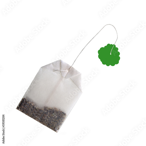 Photography sachet de tisane sur fond blanc