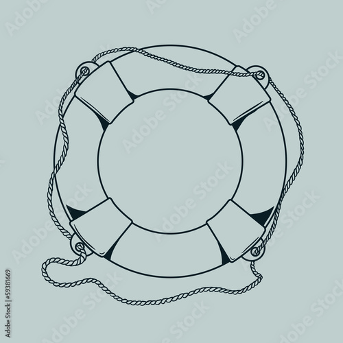 Detailed blue outlines nautical life