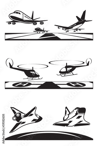 Air transportation set - vector illustration