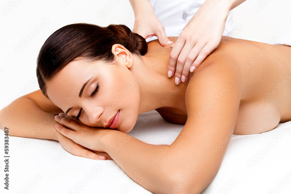 Massage. Close-up of a Beautiful Woman Getting Spa Treatment Massage. Close-up of a Beautiful Woman Getting Spa Treatment