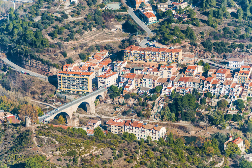 Picturesque aerial view at the village in Catalonia.
