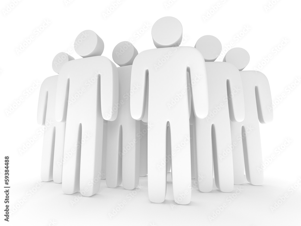 Group of stylized blank people stand on white Group of stylized blank people stand on white