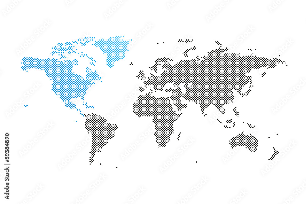 Nordamerika in Welt-Karte