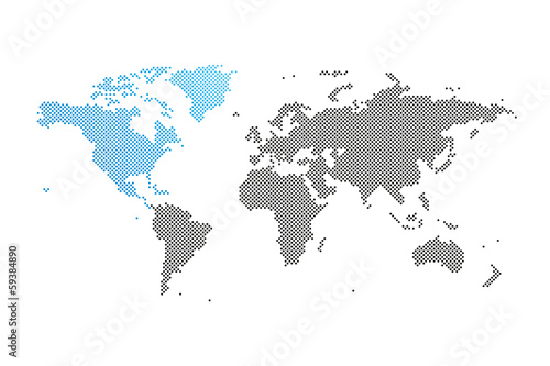 Nordamerika in Welt-Karte