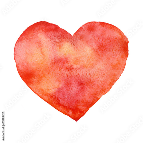 Obraz na płótnie Akwarela czerwone serce, Walentynki