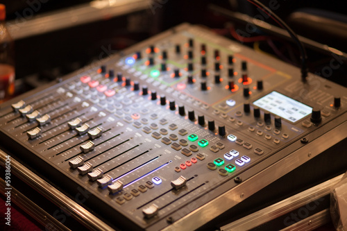 music console in studio