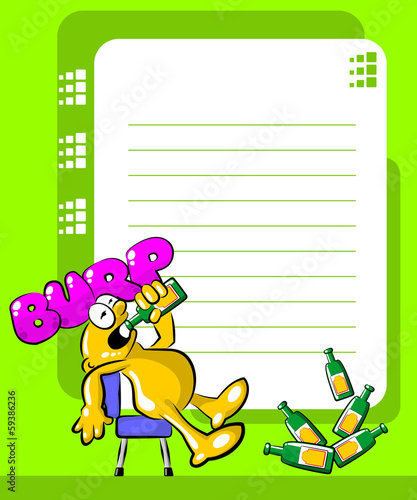 Drunk sitting an drinking - postcard