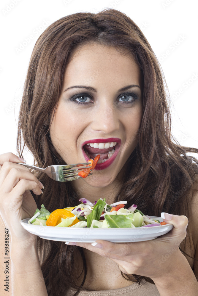 Young Woman Eating Stir Fried Vegetables Young Woman Eating Stir Fried Vegetables