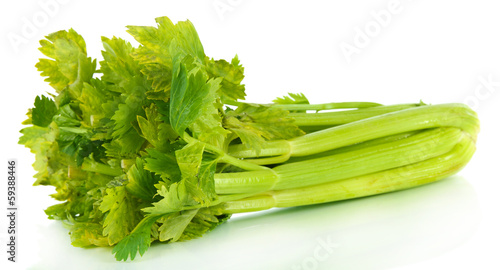Fresh green celery isolated on white