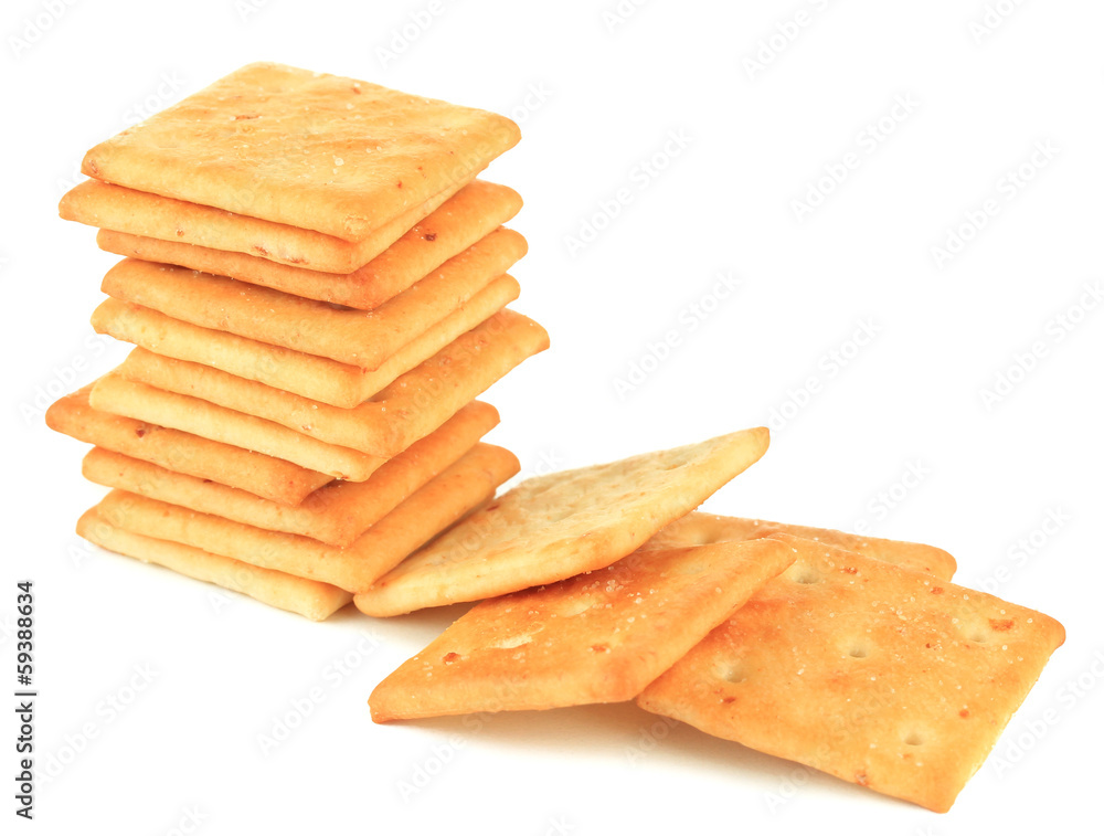 Delicious crackers isolated on white Delicious crackers isolated on white
