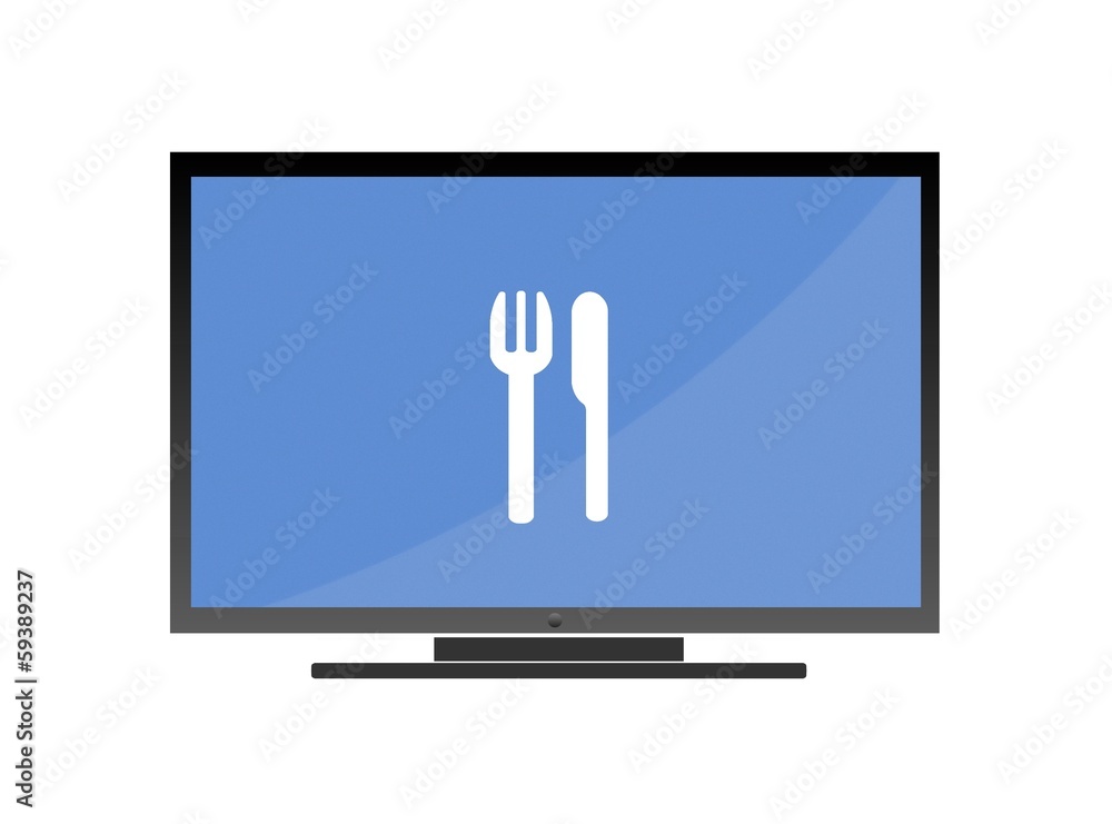 Couverts dans un écran de télévision Couverts dans un écran de télévision