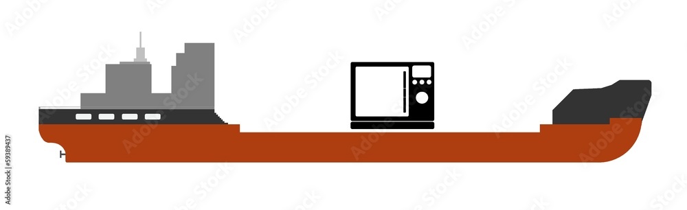Four à micro-ondes en livraison dans un bateau cargo Four à micro-ondes en livraison dans un bateau cargo