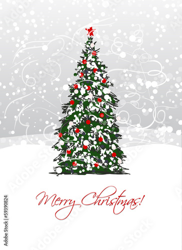 Christmas tree, postcard design
