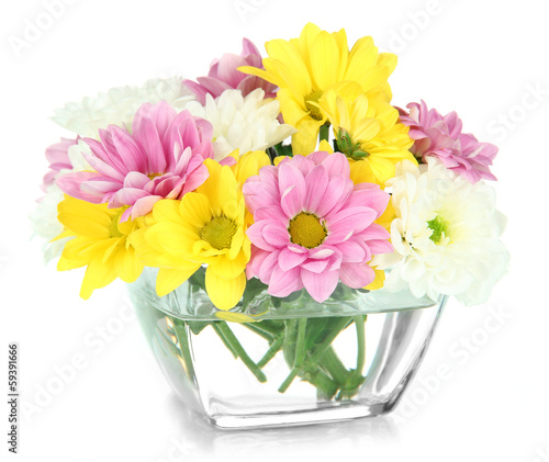 Wallpaper Mural Beautiful flowers in bowl isolated on white Torontodigital.ca