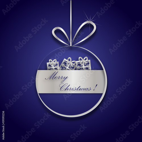 srebrno granatowa karta świąteczna photo