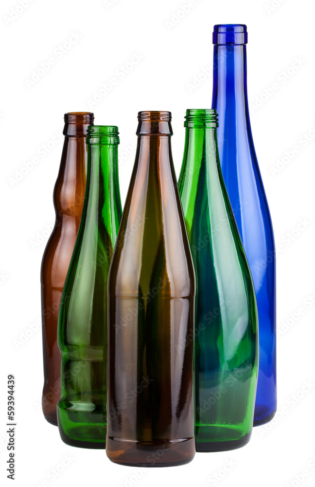 Five empty bottles