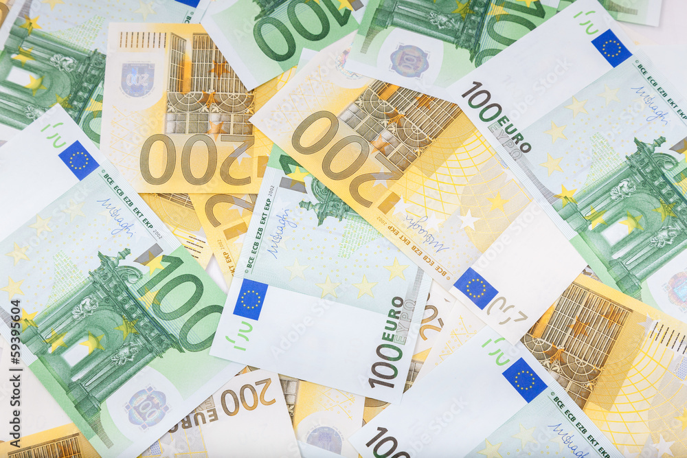 Euro banknotes spread over the floor - European currency Euro banknotes spread over the floor - European currency