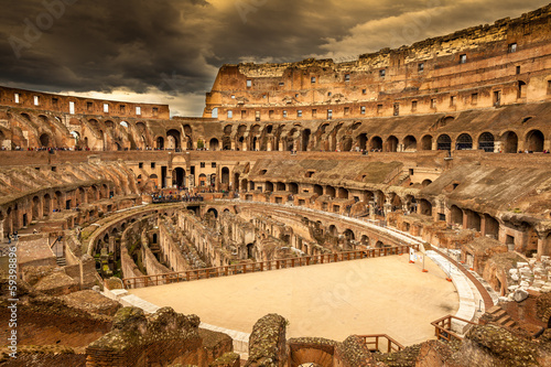 Fényképezés Inside of Colosseum in Rome, Italy
