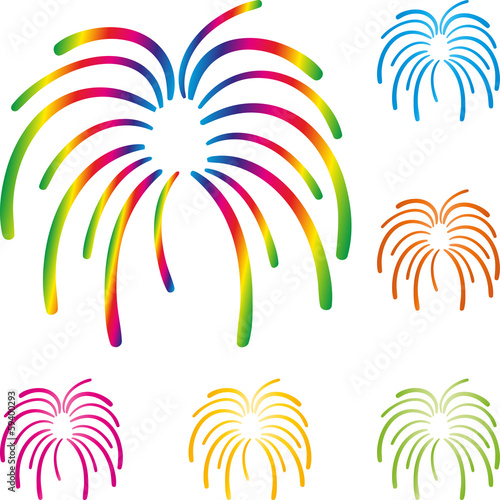 Feuerwerk, Raketen, Explosion, Vorlage, Set, Design