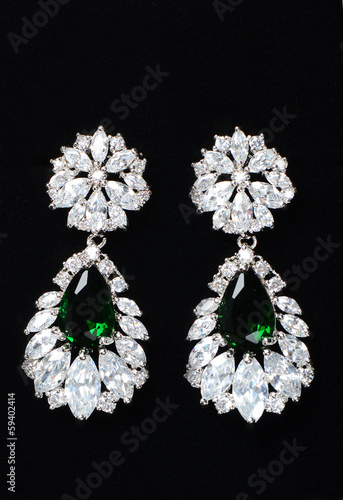 Silver earrings with jewels © Vladimir Voronin